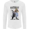 Not a Backrest Female Biker Motorcycle Mens Long Sleeve T-Shirt White