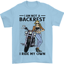 Not a Backrest Female Biker Motorcycle Mens T-Shirt 100% Cotton Light Blue