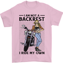 Not a Backrest Female Biker Motorcycle Mens T-Shirt 100% Cotton Light Pink