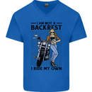Not a Backrest Female Biker Motorcycle Mens V-Neck Cotton T-Shirt Royal Blue