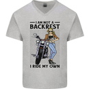 Not a Backrest Female Biker Motorcycle Mens V-Neck Cotton T-Shirt Sports Grey