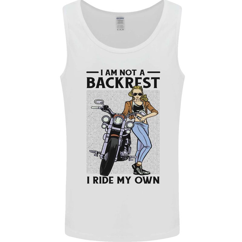 Not a Backrest Female Biker Motorcycle Mens Vest Tank Top White