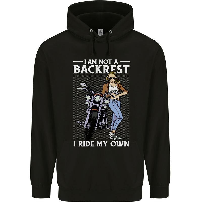 Not a Backrest Female Motorcycle Biker Mens 80% Cotton Hoodie Black