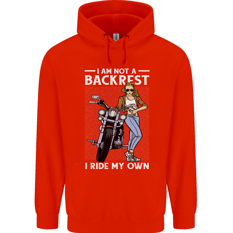 Not a Backrest Female Motorcycle Biker Mens 80% Cotton Hoodie Bright Red