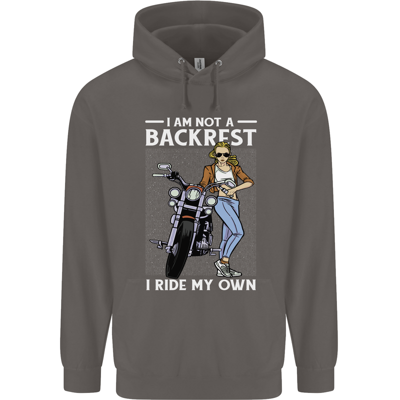 Not a Backrest Female Motorcycle Biker Mens 80% Cotton Hoodie Charcoal