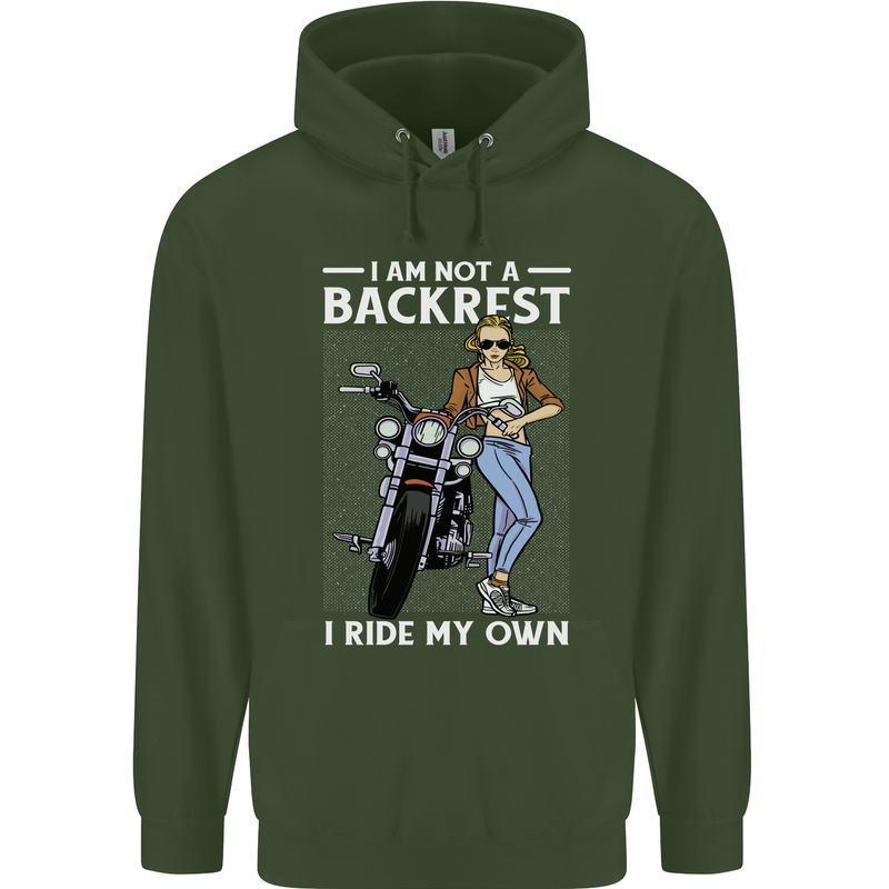 Not a Backrest Female Motorcycle Biker Mens 80% Cotton Hoodie Forest Green