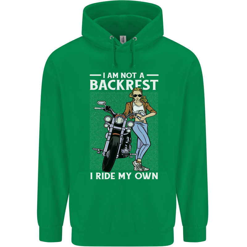 Not a Backrest Female Motorcycle Biker Mens 80% Cotton Hoodie Irish Green