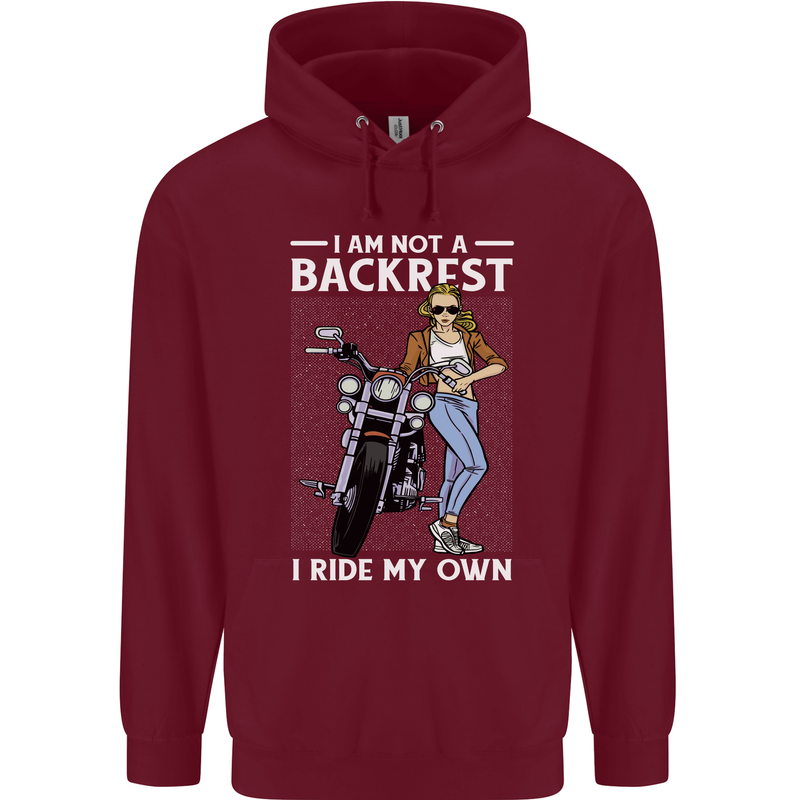 Not a Backrest Female Motorcycle Biker Mens 80% Cotton Hoodie Maroon