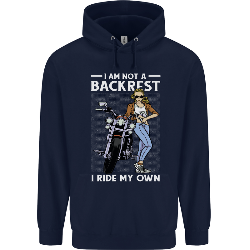 Not a Backrest Female Motorcycle Biker Mens 80% Cotton Hoodie Navy Blue