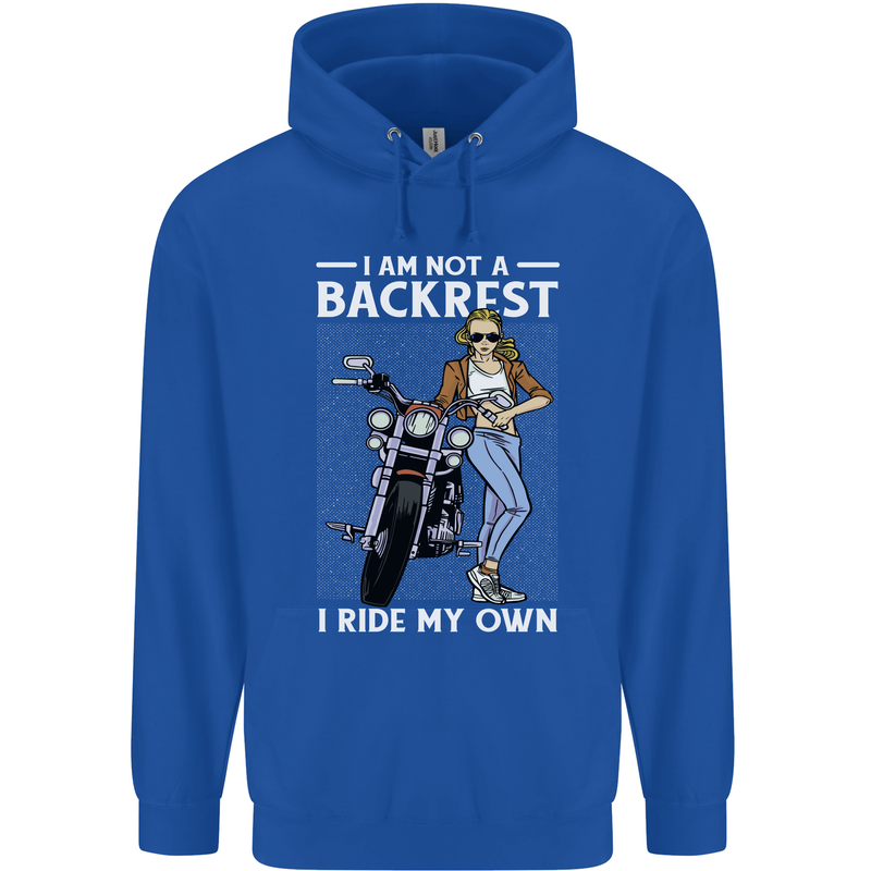 Not a Backrest Female Motorcycle Biker Mens 80% Cotton Hoodie Royal Blue