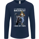Not a Backrest Female Motorcycle Biker Mens Long Sleeve T-Shirt Navy Blue