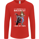 Not a Backrest Female Motorcycle Biker Mens Long Sleeve T-Shirt Red