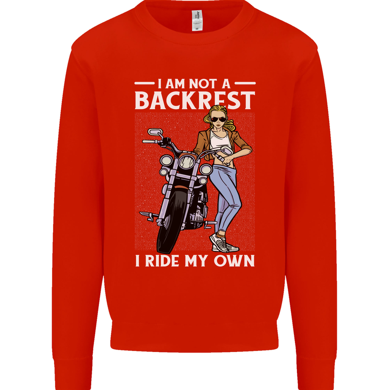 Not a Backrest Female Motorcycle Biker Mens Sweatshirt Jumper Bright Red