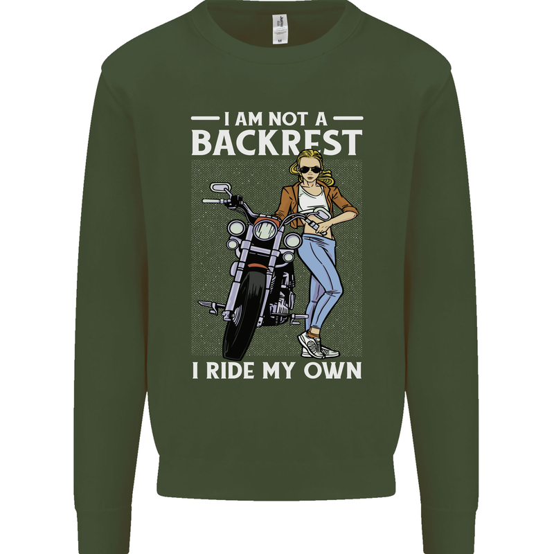 Not a Backrest Female Motorcycle Biker Mens Sweatshirt Jumper Forest Green