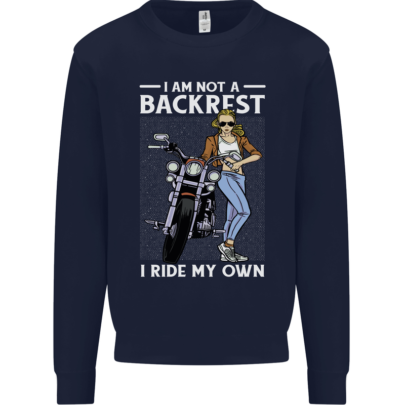 Not a Backrest Female Motorcycle Biker Mens Sweatshirt Jumper Navy Blue