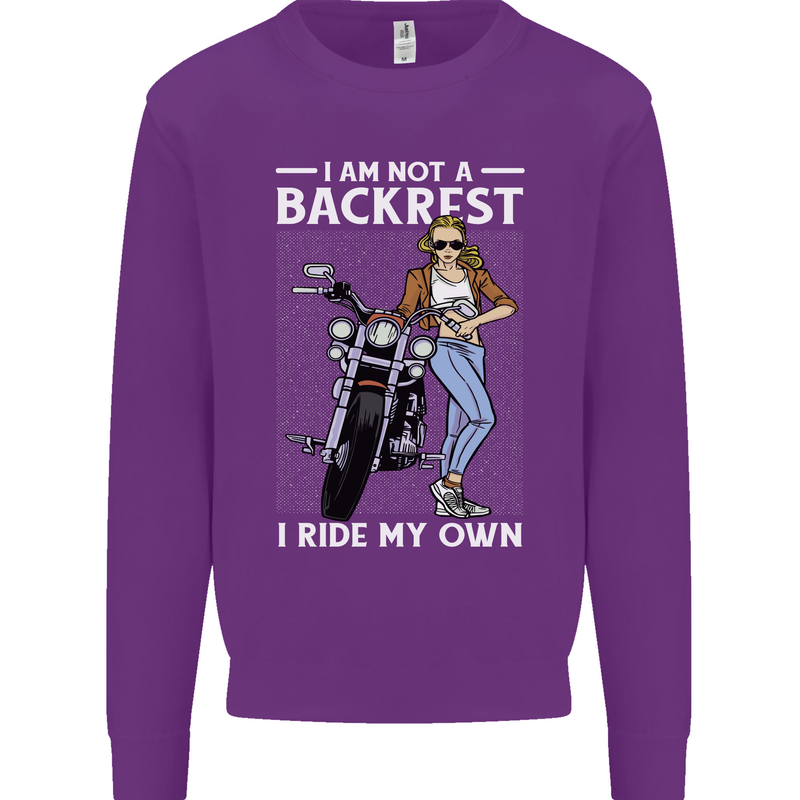 Not a Backrest Female Motorcycle Biker Mens Sweatshirt Jumper Purple