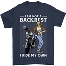 Not a Backrest Female Motorcycle Biker Mens T-Shirt 100% Cotton Navy Blue