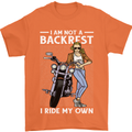 Not a Backrest Female Motorcycle Biker Mens T-Shirt 100% Cotton Orange
