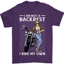 Not a Backrest Female Motorcycle Biker Mens T-Shirt 100% Cotton Purple