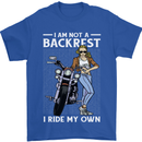 Not a Backrest Female Motorcycle Biker Mens T-Shirt 100% Cotton Royal Blue