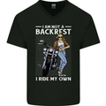 Not a Backrest Female Motorcycle Biker Mens V-Neck Cotton T-Shirt Black