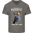Not a Backrest Female Motorcycle Biker Mens V-Neck Cotton T-Shirt Charcoal