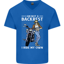 Not a Backrest Female Motorcycle Biker Mens V-Neck Cotton T-Shirt Royal Blue