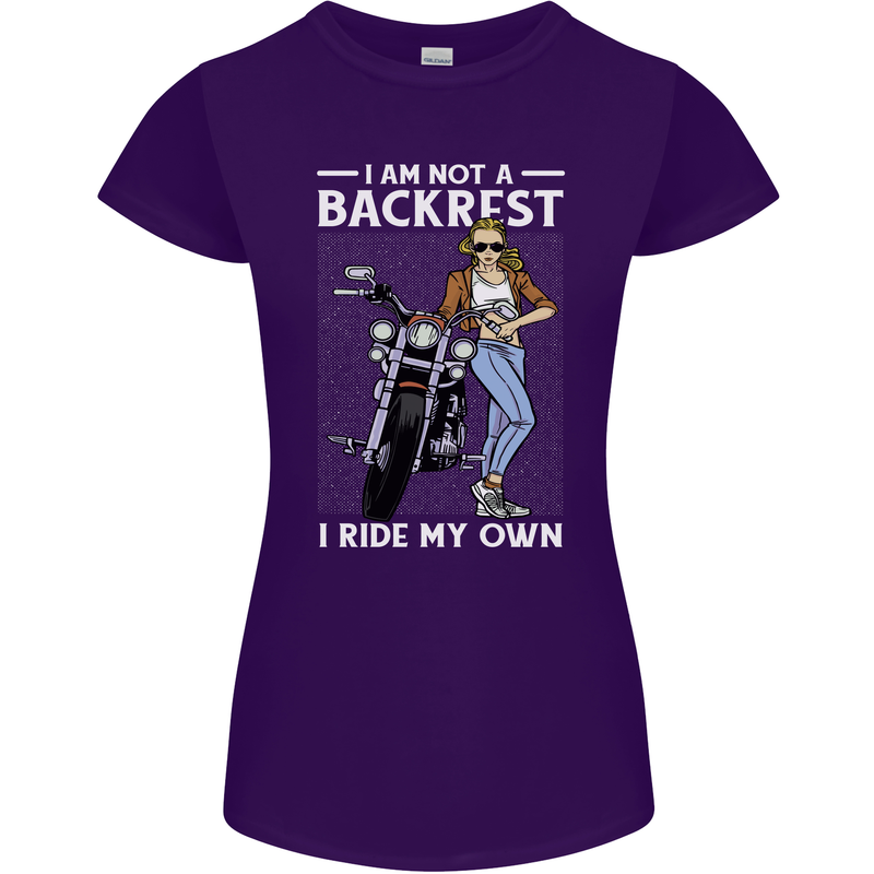 Not a Backrest Female Motorcycle Biker Womens Petite Cut T-Shirt Purple