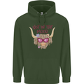 Not in the Mood Funny Highland Cow Childrens Kids Hoodie Forest Green