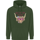 Not in the Mood Funny Highland Cow Childrens Kids Hoodie Forest Green