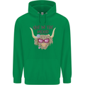 Not in the Mood Funny Highland Cow Childrens Kids Hoodie Irish Green