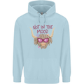 Not in the Mood Funny Highland Cow Childrens Kids Hoodie Light Blue