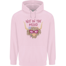 Not in the Mood Funny Highland Cow Childrens Kids Hoodie Light Pink