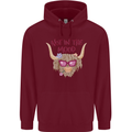 Not in the Mood Funny Highland Cow Childrens Kids Hoodie Maroon