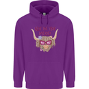 Not in the Mood Funny Highland Cow Childrens Kids Hoodie Purple