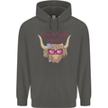Not in the Mood Funny Highland Cow Childrens Kids Hoodie Storm Grey