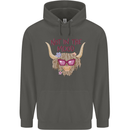 Not in the Mood Funny Highland Cow Childrens Kids Hoodie Storm Grey