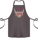 Not in the Mood Funny Highland Cow Cotton Apron 100% Organic Dark Grey