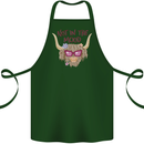 Not in the Mood Funny Highland Cow Cotton Apron 100% Organic Forest Green