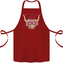 Not in the Mood Funny Highland Cow Cotton Apron 100% Organic Maroon
