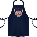 Not in the Mood Funny Highland Cow Cotton Apron 100% Organic Navy Blue