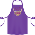 Not in the Mood Funny Highland Cow Cotton Apron 100% Organic Purple