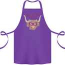 Not in the Mood Funny Highland Cow Cotton Apron 100% Organic Purple