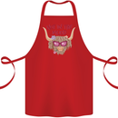 Not in the Mood Funny Highland Cow Cotton Apron 100% Organic Red