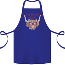 Not in the Mood Funny Highland Cow Cotton Apron 100% Organic Royal Blue