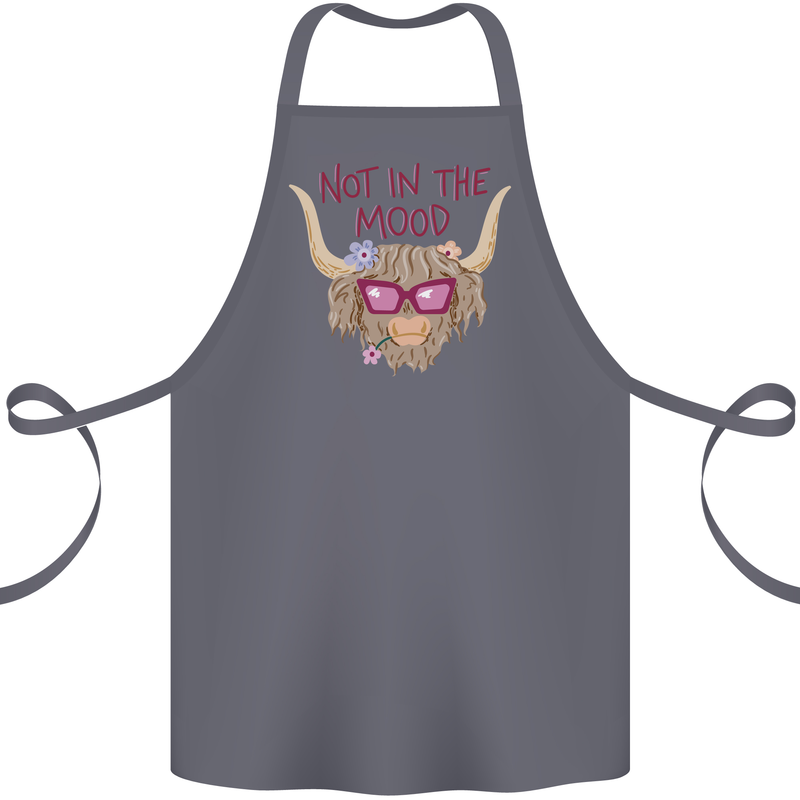 Not in the Mood Funny Highland Cow Cotton Apron 100% Organic Steel