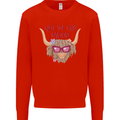 Not in the Mood Funny Highland Cow Kids Sweatshirt Jumper Bright Red