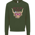 Not in the Mood Funny Highland Cow Kids Sweatshirt Jumper Forest Green