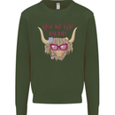 Not in the Mood Funny Highland Cow Kids Sweatshirt Jumper Forest Green