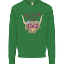 Not in the Mood Funny Highland Cow Kids Sweatshirt Jumper Irish Green